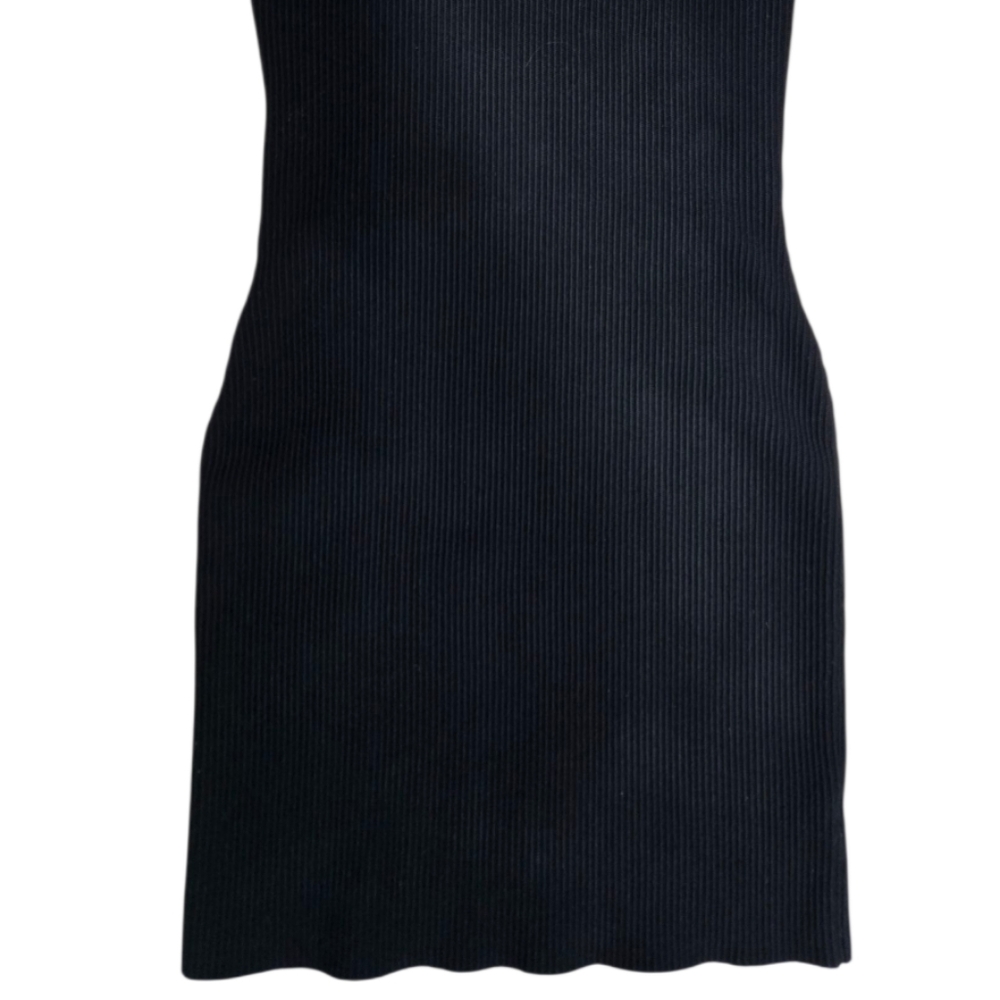 House Of Harlow 1960 Black Mini Ribbed Dress Criss Cross Neck Size Medium - Picture 5 of 9